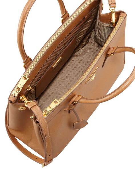 prada saffiano double-zip executive tote brown caramel|Prada Saffiano Double.